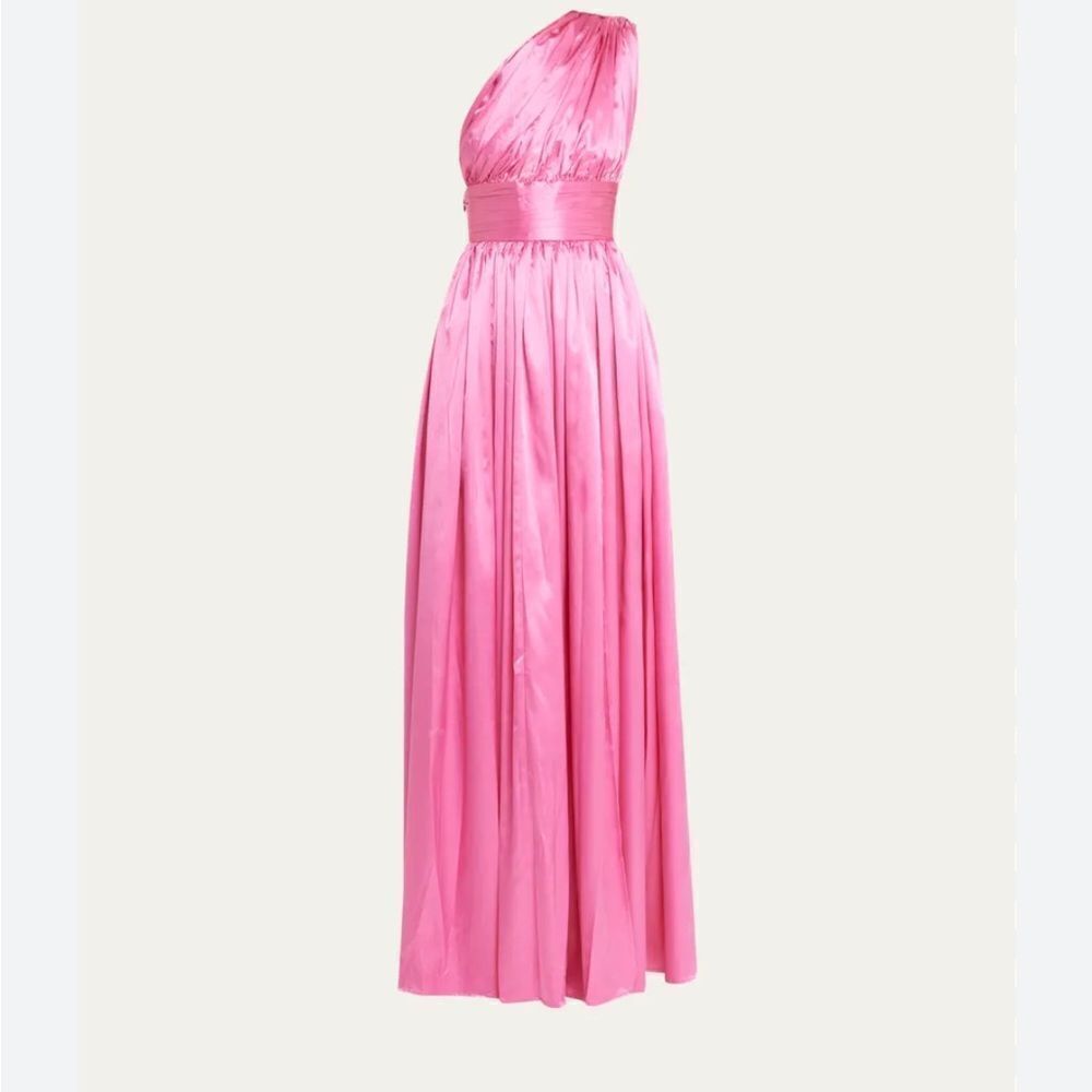 Bronx and Banco Aphrodite Ruched One Shoulder Cutout Pink Gown 4/5 NWT  $780 - Picture 7 of 9